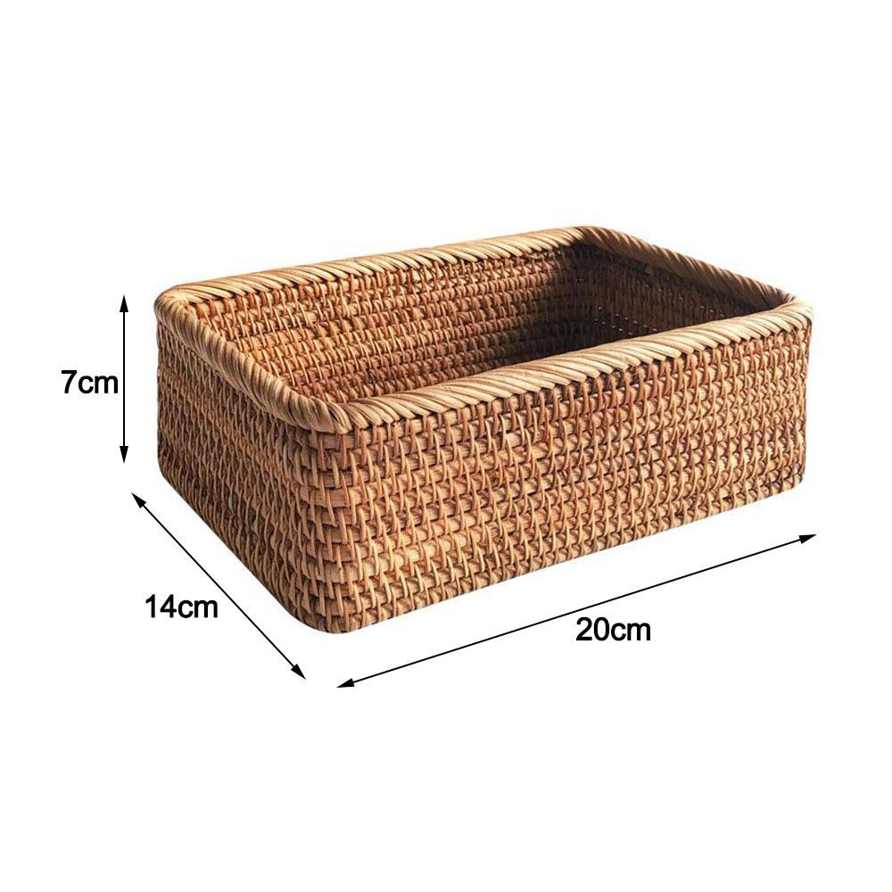 Rattan Wicker Storage Basket Rectangular Snack Toy Storage Basket Living Room