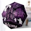 Happy Halloween Themed Folding Umbrella Fashion Auto-Open 8 Iron Ribs Plastic Handle Foldable Sunshade Perfect Christmas Gifts