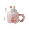Creative Cartoon Cute Three dimensional Rabbit Ceramic Cup with Lid for Women Playing with Fun Rabbit High Looking Office Household Water Cup