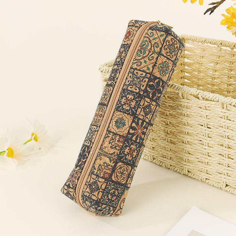 Retro Literary Pencil Case Cosmetics Storage Bag Large Capacity Office Sundries Storage Bag Student Stationery Bag