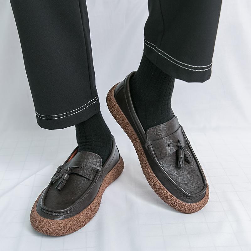 Fashion Brand Genuine Leather Men's Casual Shoes Tassel Office Business Party Men Shoes Outdoor Soft Comfort Driving Lazy Loafers Shoes