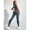 Womens Seamless Yoga Set With High-Waisted Leggings Short Sleeve Top Fitness Training