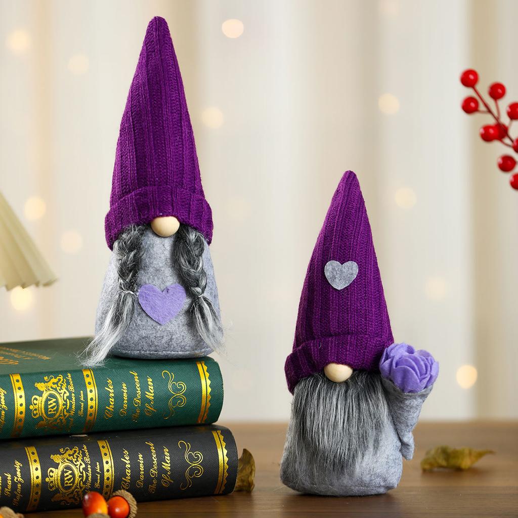 Christmas and Valentine's Day Decorations Purple Knitted Hat Doll Decoration Lavender Spring Fall Faceless Doll