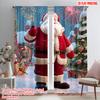 2pcs,2D Plane Printing Curtains Digital Printed Santa Claus & Snowy Village Polyester Fabric (without Rod) Decorations Outdoor