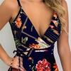 Women's Jumpsuits Sexy Deep V-neck Sleeveless Tops Bohemian Floral Printing Casual Slim Fit Summer Rompers Trendy Wild Short Pants