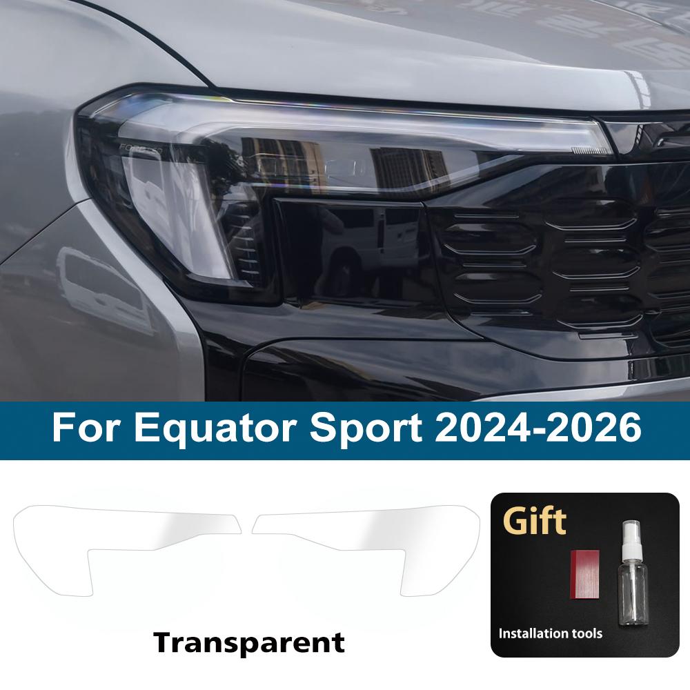 High-Gloss Car Headlight Protective Film For Ford Territory Equator Sport Smoke Black Pre Cut TPU PPF Anti-Scratch Vinyl Wrap