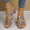 Fashion Leopard Print High Heel Sandals for Women Summer Open Toe Thick Heeled Slippers Outdoor Woman Casual Comfort Sandalias