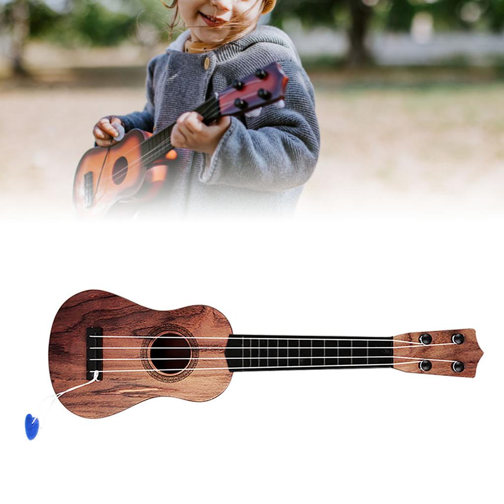 Ukulele Toy Plastic Playable 4 Strings Educational Children Ukulele for Boys Girls Birthday Gifts Dark Color