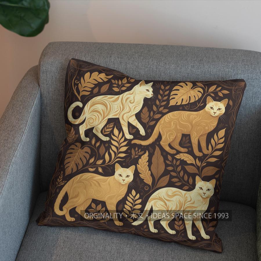 2D Tropical Cats Pattern Decorative Pillow Cover Pattern Cushion Cover Suitable For Sofa Bedroom Car Pillow Cover