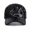 Unisex Butterfly lace sequin decoration Adjustable mesh Baseball Hat sun caps Spring Summer Outdoor Leisure Hats Travel Accessories for Women Men