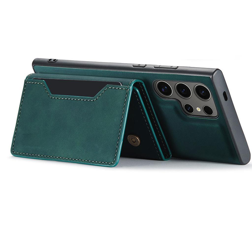 Phone Case Magnetic Detachable Wallet Card Holder Stand Cover Fit for Samsung Galaxy S23 Green S23 Ultra