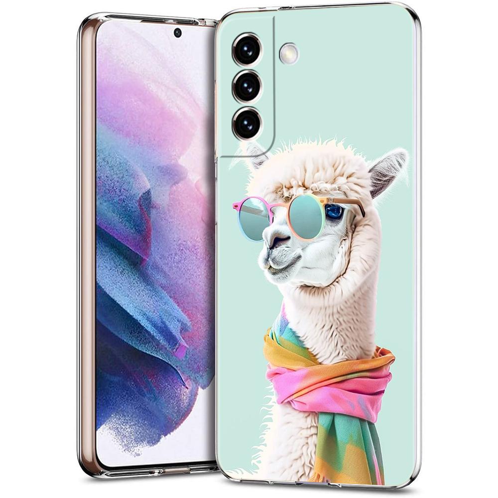 Phone Case For Samsung Galaxy S24 Ultra S23 FE S22 S20 S21 5G S10 S9 Plus S10E S8 Soft Silicone Clear Kawaii Alpaca lovely Cover