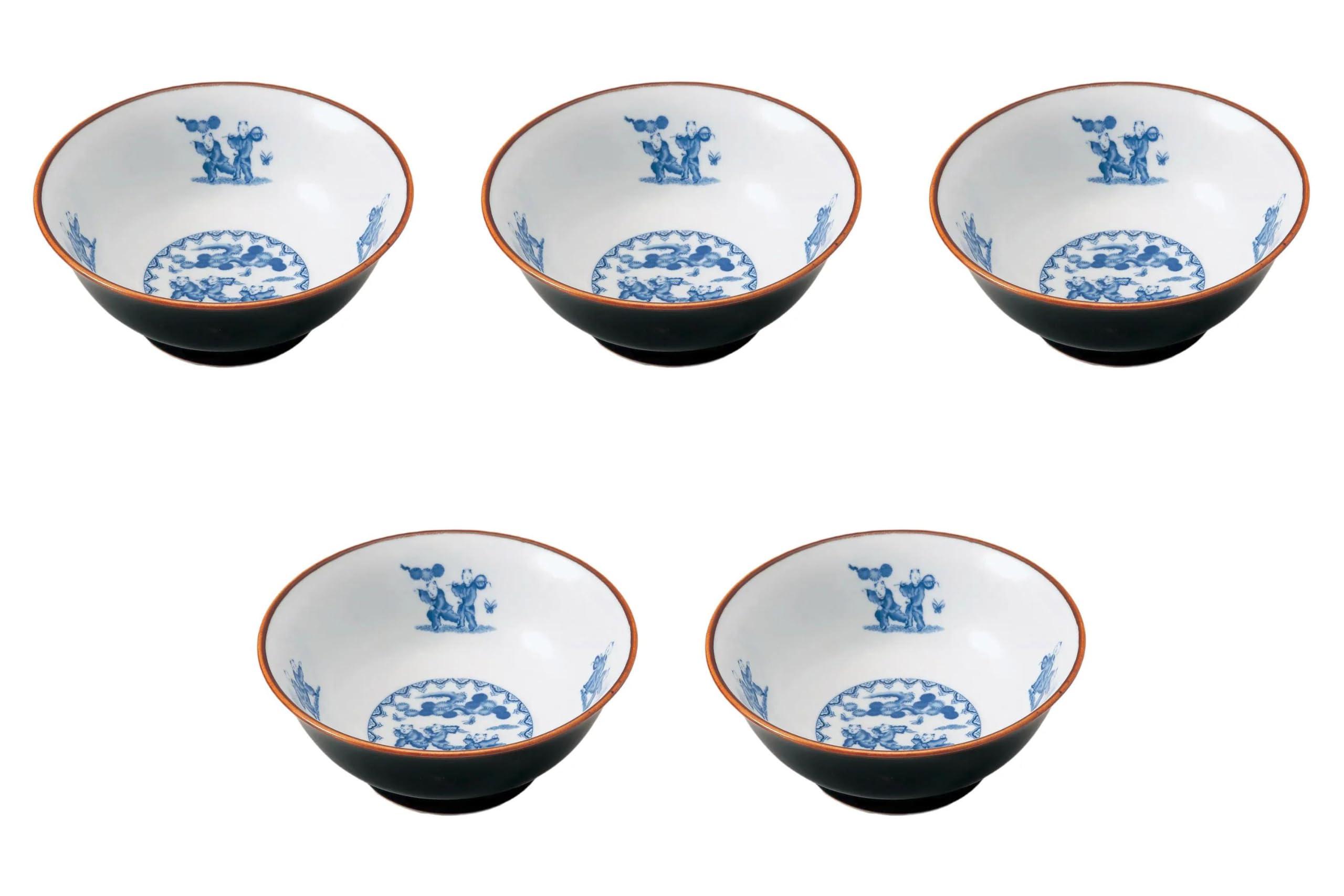 

Set of 5 Tenmoku Karako x Ramen Setomonohonpo Bowls, 6.8cm [21 8.5cm] Bowls,