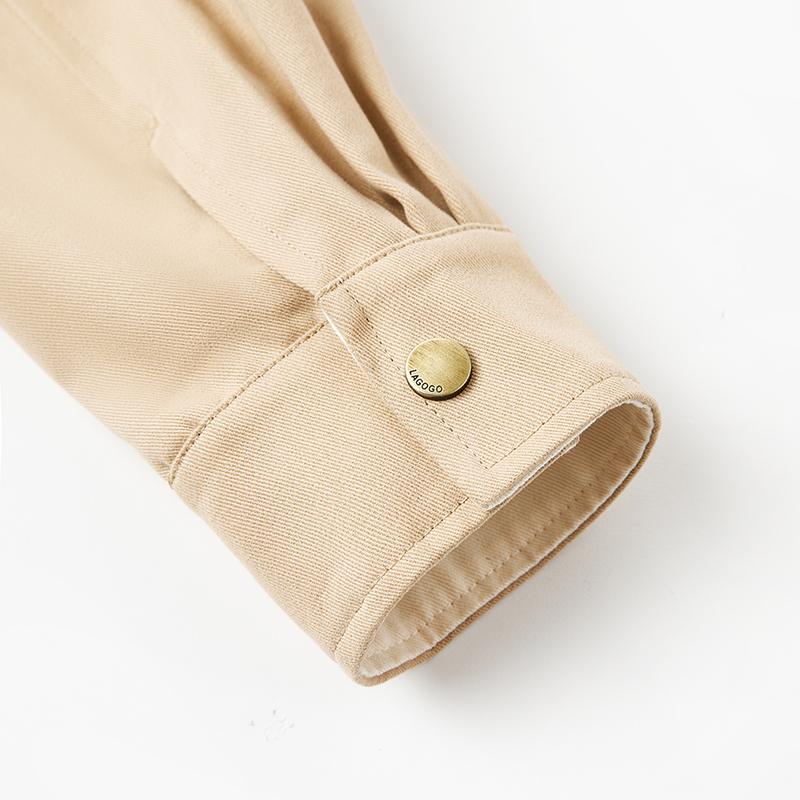 Lagogo light camel casual long sleeved zipper jacket