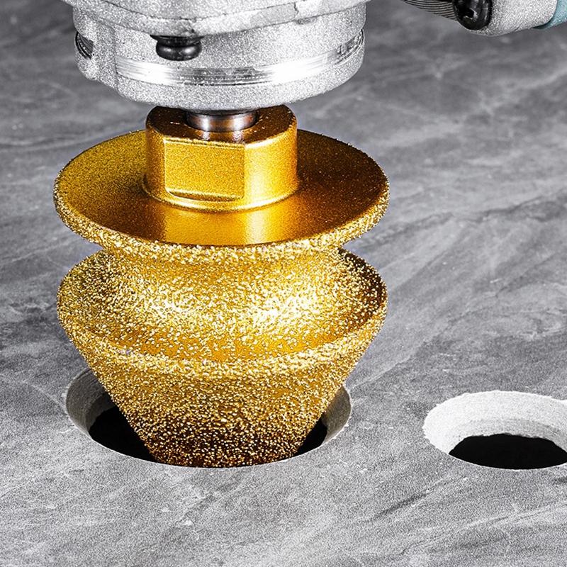 Hartlöten Kantenbeschnitt 4 in 1 Diamant-Anfasfräser Winkelschleifer Keramikfliese Marmor Lochbohren Diamant-Anfasmaschine