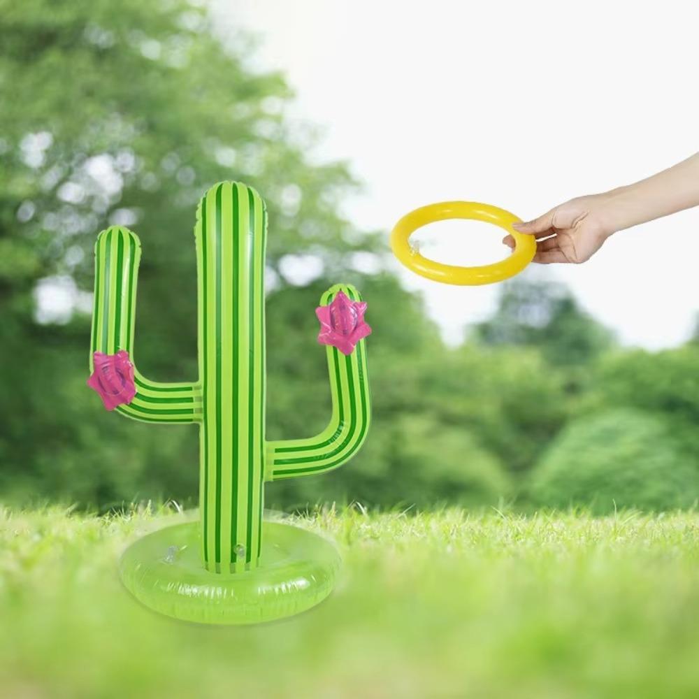 PVC Inflatable Cactus Ring Toss Game Cactus Interactive Inflatable Floating Toss Game Swimming Ring Double Beats