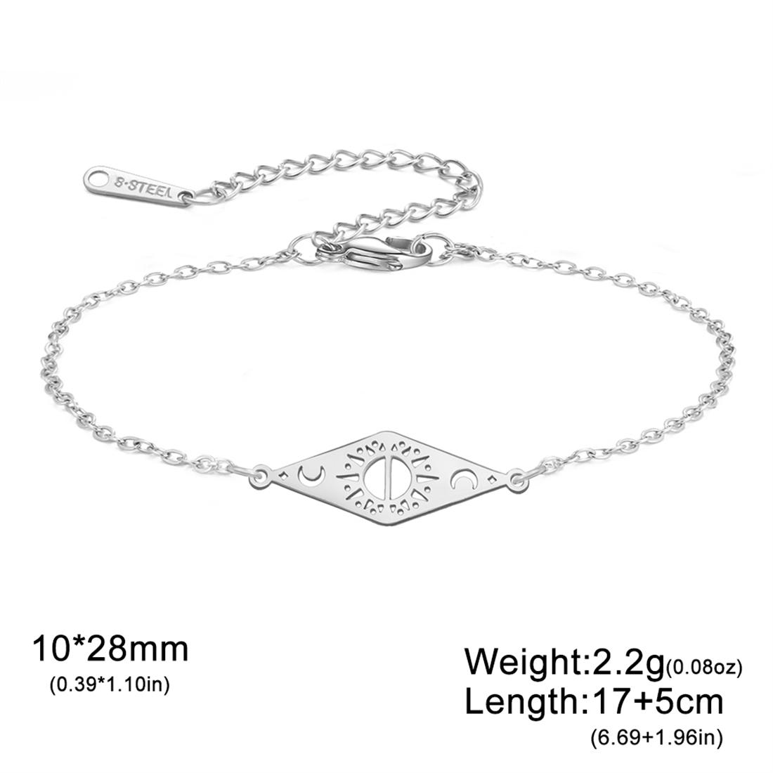 Hollow Sun Moon Bracelet Stainless Steel Fashion Rhombus Geometric Bracelets for Women Men Party Jewelry Gift