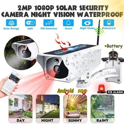 1080P Wifi IP Camera Solar + Batteries Powered Camera Camera Waterproof Surveillance Outdoor Wireless NetCam Night Version PIR Motion Solar Cam