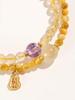 Gelber Rutilquarz & Amethyst Reichtum Anziehungs Armband - Goldenes Tigerauge, Glücksverstärkender Kristall Schmuck für Frauen