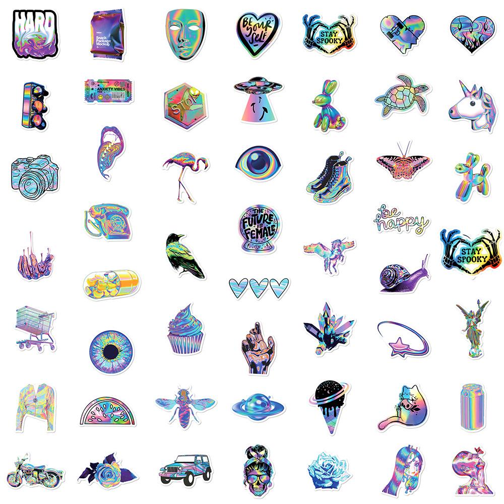 10/30/50/100pcs Cartoon Holographic Laser Aesthetic Graffiti Stickers Cool Sticker for Motorcycle Laptop Guitar DIY Sticker Toys
