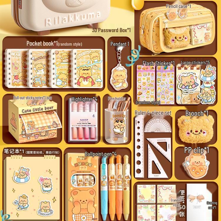 Butterbär Briefpapier Geschenkbox: Zurück zur Schule Set für Kinder, Kindergarten-Abschluss, Geburtstags-Souvenir für Mädchen.