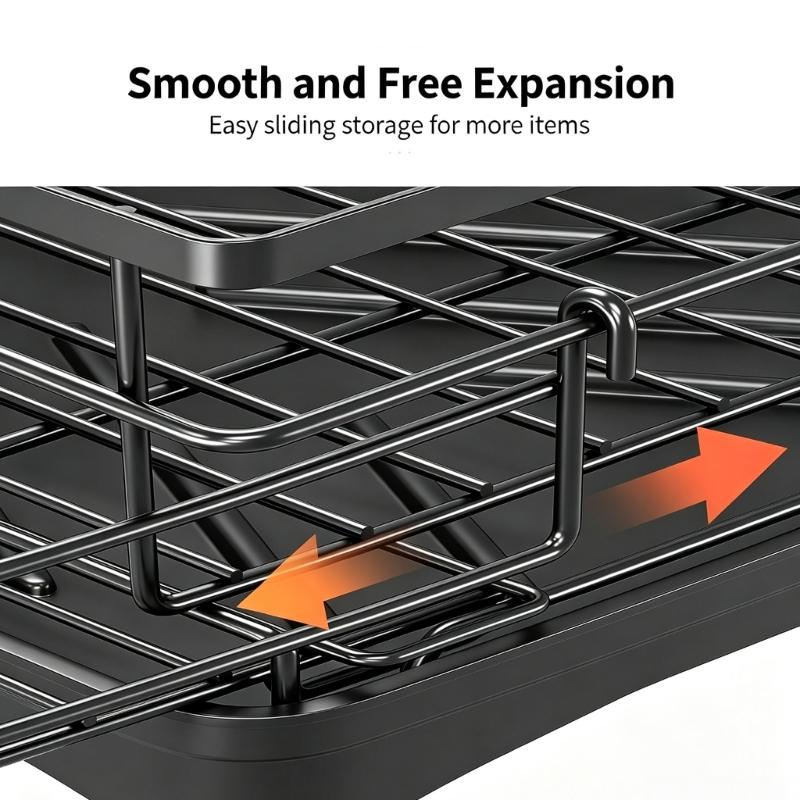 Expandable Over Sink Dish Rack Metal Open Wire Drainer for Plates Bowls Cups and Everyday Dish Drying Tasks for Household Use