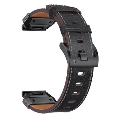 Dla Garmin Fenix 3/5/5X/6X/7X 22mm Uniwersalny Smartwatch Pasek Zamienny z Prawdziwej Skóry Bydlęcej
