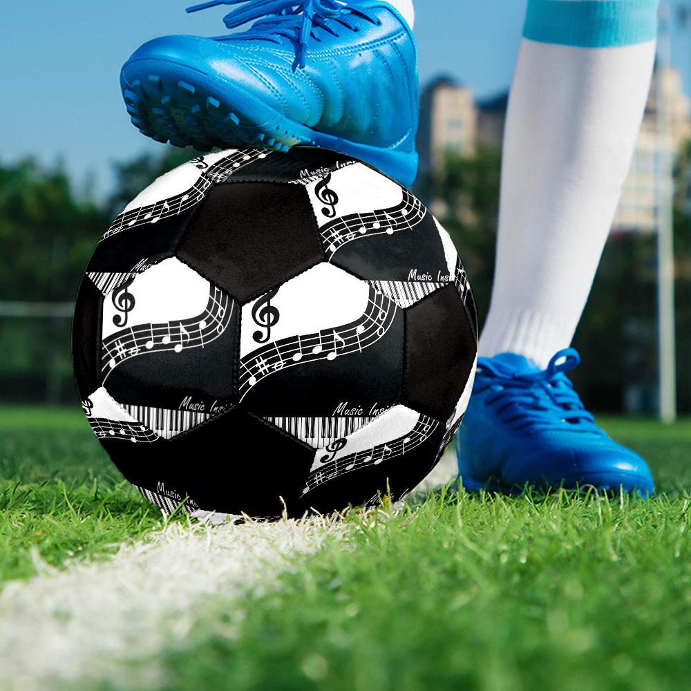 Music Note Indoor Soccer Ball Colorful All Ages Size 5 Machine Stitched PVC Competition Ready Durable High-Bounce