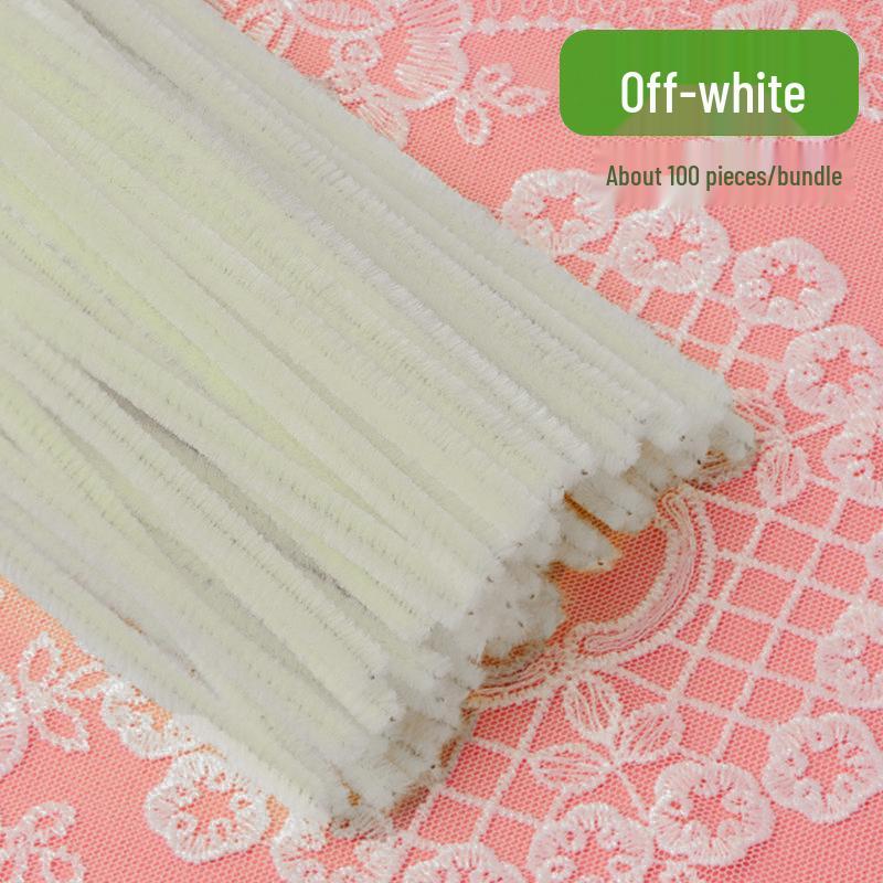 Thickened White Chenille Pipe Cleaners - Mixed Colors for DIY Bouquet Crafts