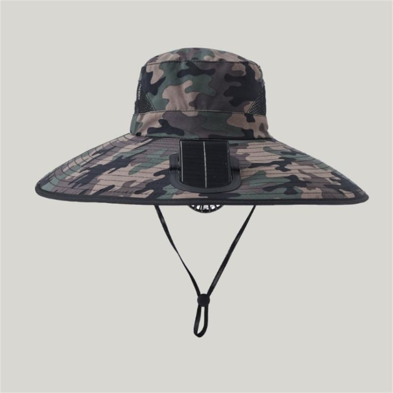 Solar Powered Cooling Hat With Solar Fan Adjustable Fan Breathable Neck Flap For Outdoor Fishing Camping Hiking