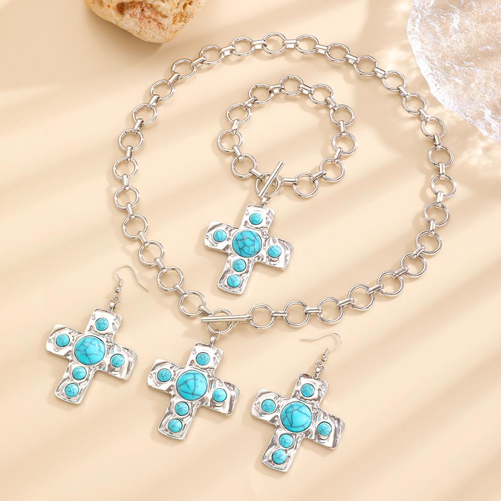 Cross Pendant Punk Jewelry Set Exaggerated Big Y2K for Women Party Jewelry Accessories 1 Set Geometric Circular Chain Jewelry Gifts Handmade