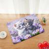 1Pcs Anti Fatigue Kitchen Rugs,  Purple Flower Print Waterproof Non-Slip Thick Cushioned Kitchen Mat Heavy Duty Comfort Standing Mat for Kitchen