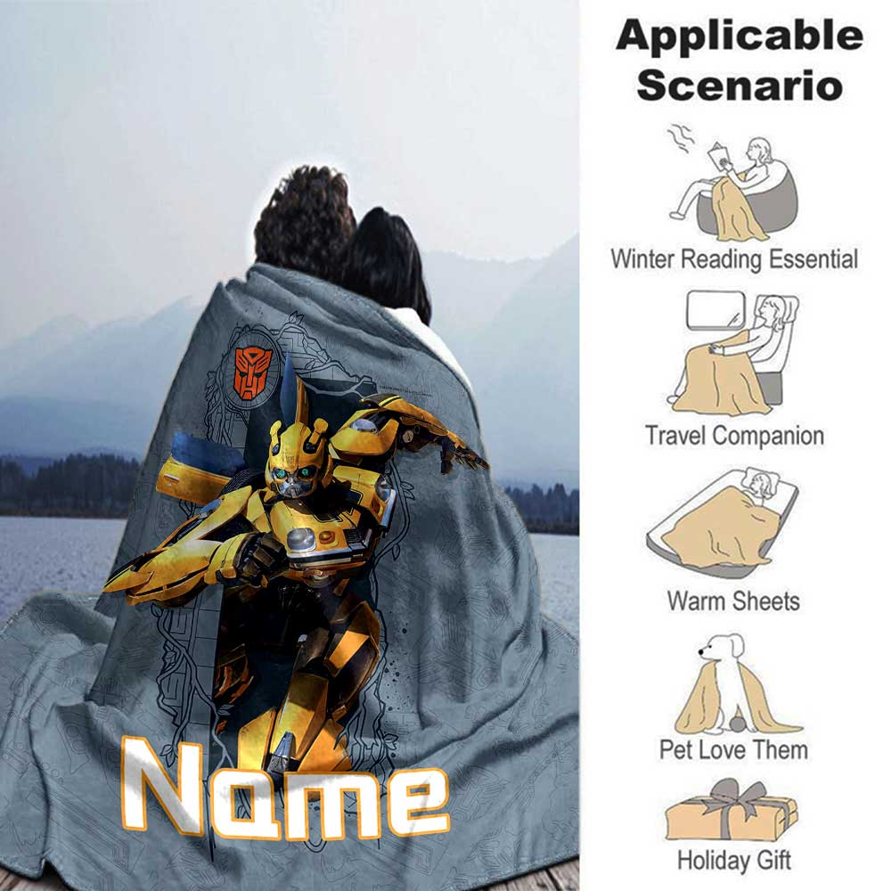 Love Transformers (11) Personalized Text Blanket Lightweight Personalized Blanket Durable Comfort Versatile for Nap Bed Office Home Decor
