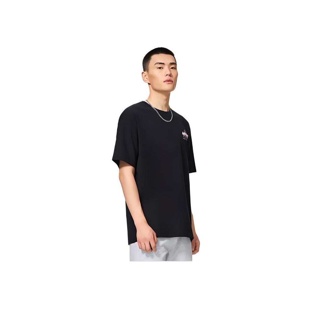 Li-Ning Wade Series Ice-Sense Loose Short Sleeve T-Shirt With Back Letter Print Unisex Tops Black AHSS783-7