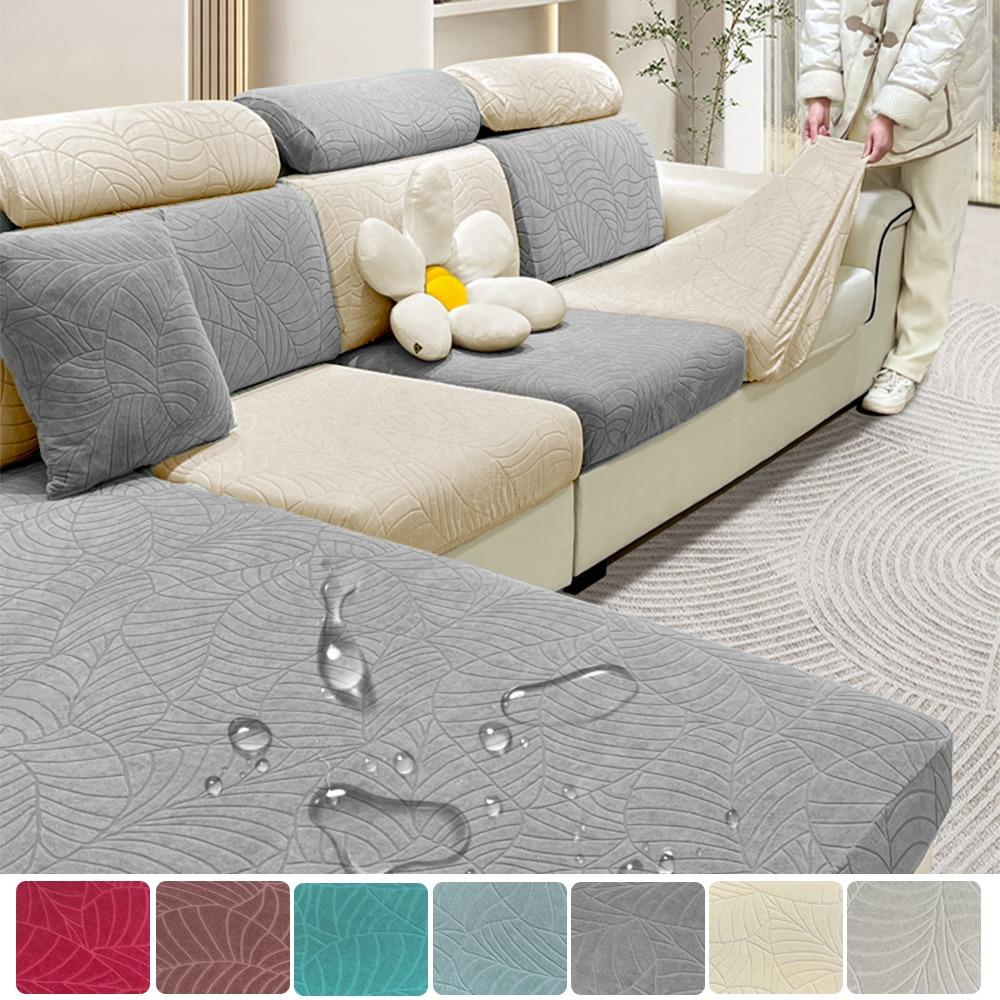 Elastic Jacquard Sofa Covers Waterproof Dust Prevention Seat Cushion Cover Solid Color Slipcover Suitable For Living Room