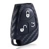 Remote Carbon Fiber Style Car Key Fob Silicone Case Cover Protector For Mercedes-Benz B C E ML S CLK CL 3 Buttons Keyless Entry