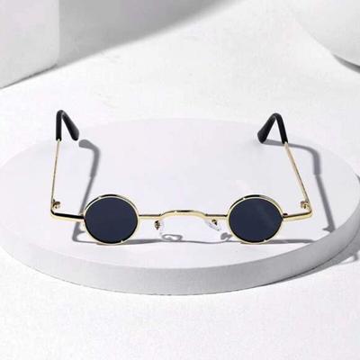 Vintage Rock Punk Small Round Sunglasses Wide Bridge Metal Frame Black Lens Driving Eyewear for Men Women