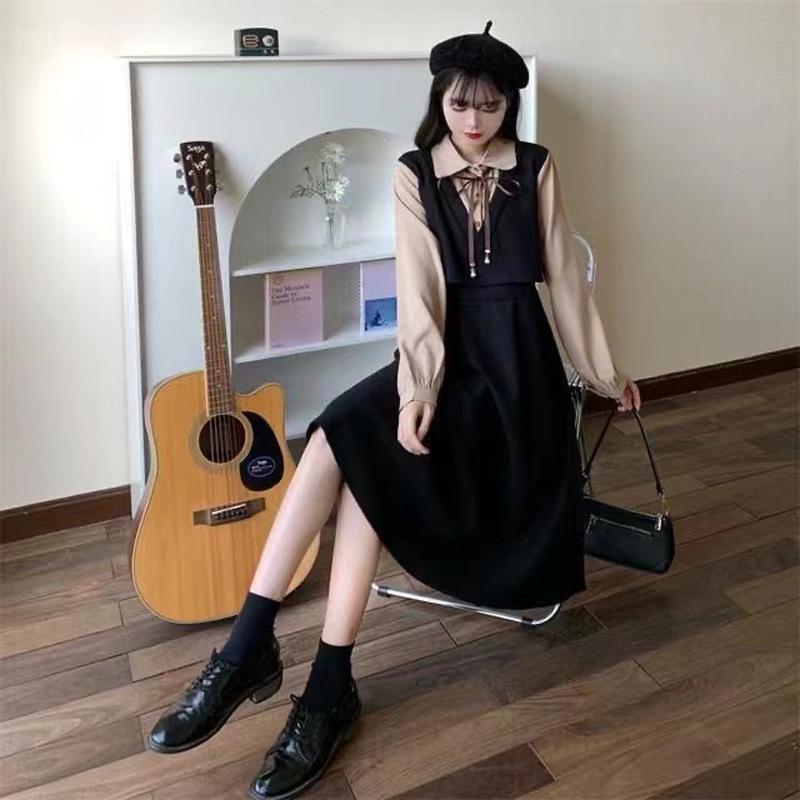 2024 Women's Autumn/Winter Waist-Hugging A-Line Polo Dress