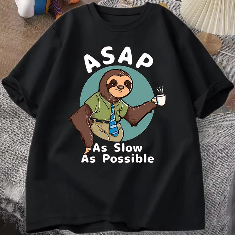Funny Office Humor Tee Funny Sloth Work Tshirt Coffee Lover Casual Short Sleeve Tee Shirt Funny Worker Gift Oneck T Shirt
