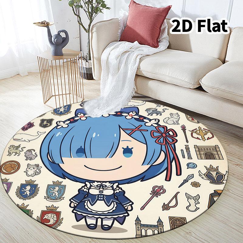 Re Zero Round Area Rug Carpet Rug For Living Room Bedroom Sofa Playroom Decor Nonslip Floor Mat