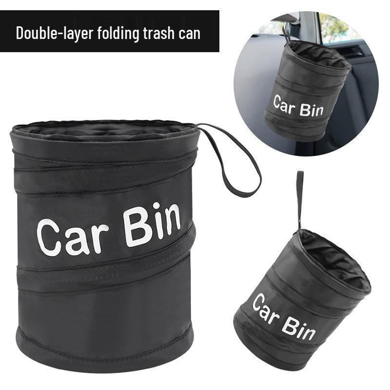 Folding Mini Car Trash Can - Spiral Design, Hanging Cloth Storage Bin