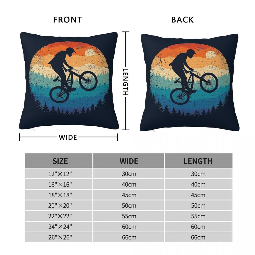 Mountain Biking Mtb Retro Square Pillowcase Polyester Linen Velvet Printed Decorative Throw Pillow Case Home Cushion Case 18"