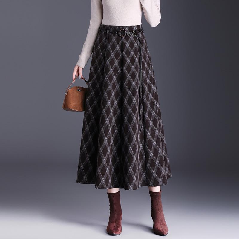 Plaid Pleated A-Line Skirt, Winter 2025 High-Waisted Slimming Style