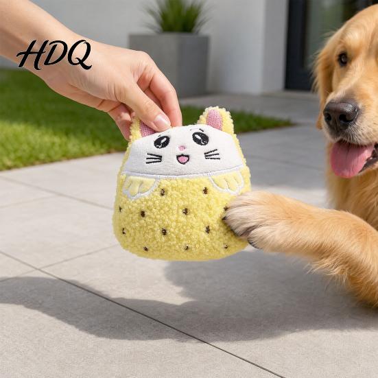Colorful Plush Dog Toy Toy Squeaky Sound Stuffed Puppy Cartoon Fruit Shape