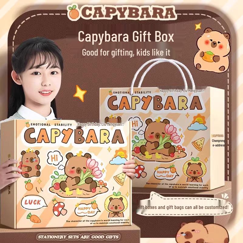 Set di cancelleria Capibara: Borsa Regalo Ritorno a Scuola con Astuccio per Studenti, Regalo di Compleanno per Ragazzi e Ragazze