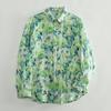2025 Spring Green Floral Lapel Shirt for Women – Lightweight, Versatile & Loose Fit