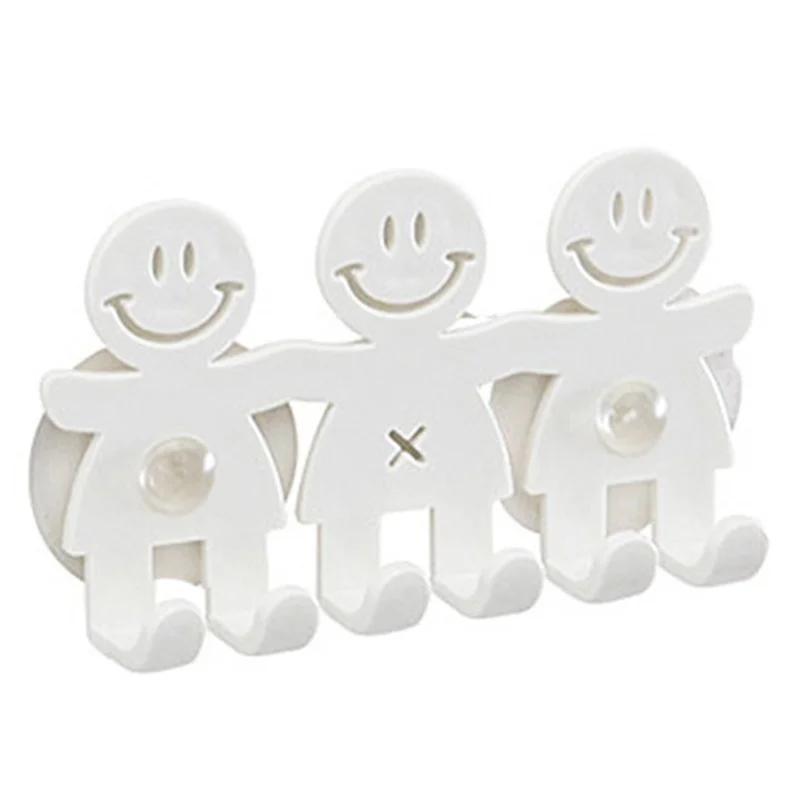 1Pcs Smile Face Bathroom Kitchen Toothbrush Towel Holder Wall Sucker Hook Toothpaste Holders (Colour: White)