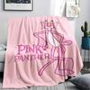 Pink Panther Printed Flannel Blanket, Soft Throw for Bedroom Sofa, Washable, Christmas Present, Great Gift.