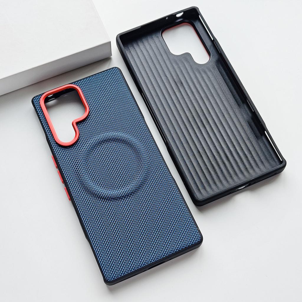 Luxury PU Woven Matte Anti-Slip Phone Case For Samsung Galaxy S26 S25 Edge Ultra Plus Drop Proof Magnetic Charging Protect Cover