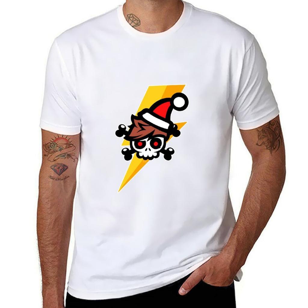 Crainer Santa Skull And Lightning Tshirt Soft Touch Basic Cotton Tshirt